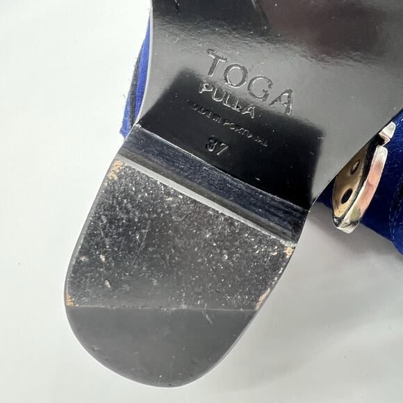 Toga Pulla Buckle Boots Western Boots Navy Blue Suede Ankle Boots 37 US 7 - Picture 8 of 11